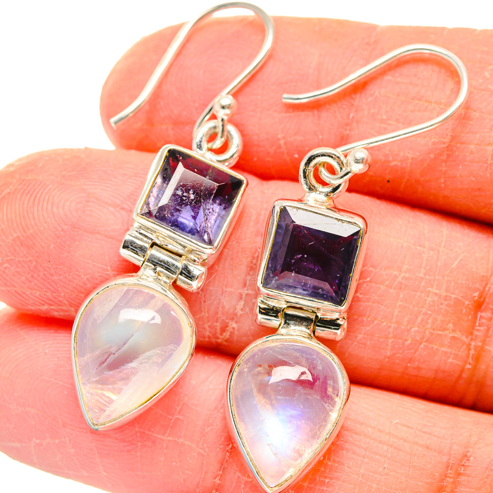 Rainbow Moonstone Earrings handcrafted by Anasilvercos - EARR423753
