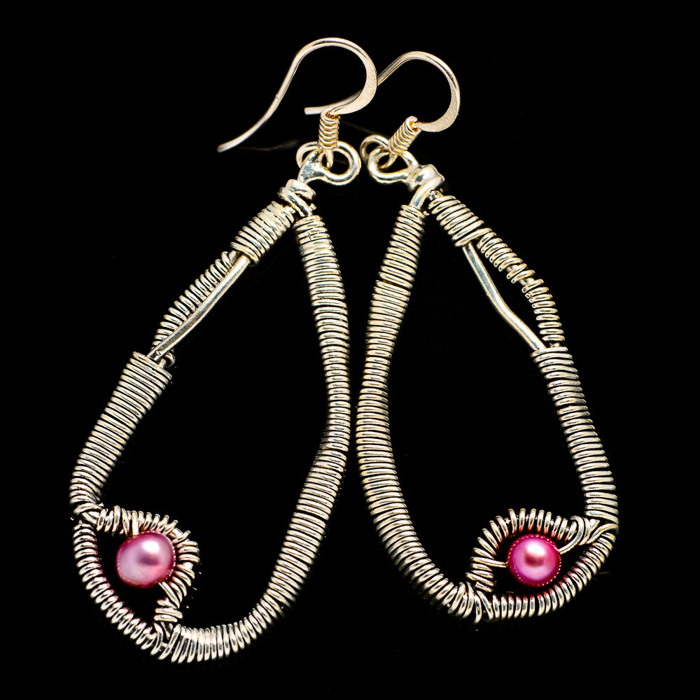 Pink Cultured Pearl Earrings handcrafted by Anasilvercos - EARR400503