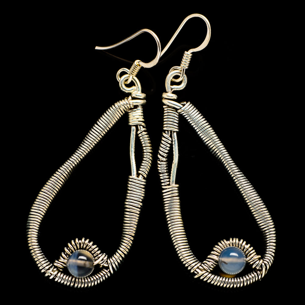 Rainbow Moonstone Earrings handcrafted by Anasilvercos - EARR400510