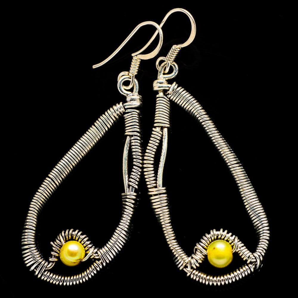 Yellow Cultured Pearl Earrings handcrafted by Anasilvercos - EARR400515