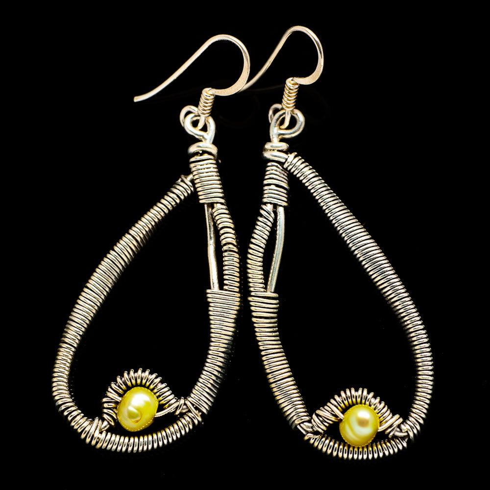 Yellow Cultured Pearl Earrings handcrafted by Anasilvercos - EARR400520