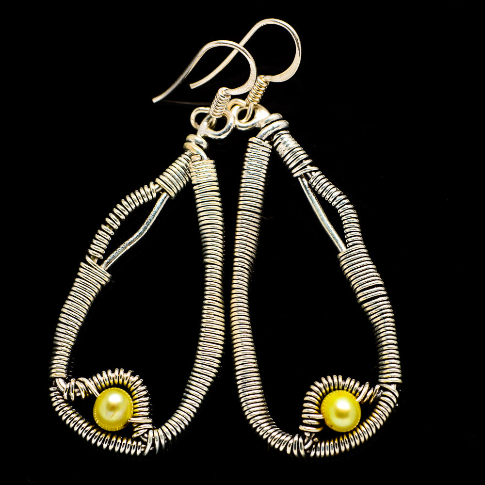 Yellow Cultured Pearl Earrings handcrafted by Anasilvercos - EARR400528