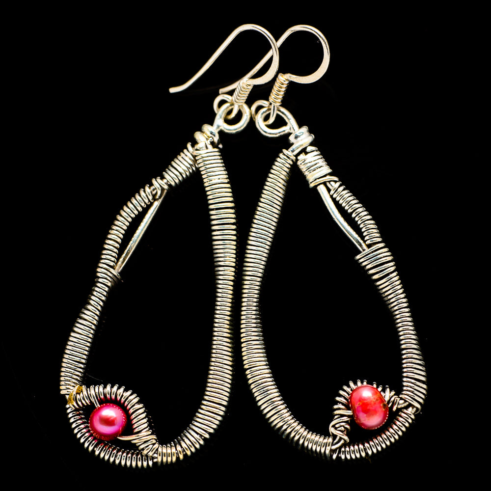 Pink Cultured Pearl Earrings handcrafted by Anasilvercos - EARR400560