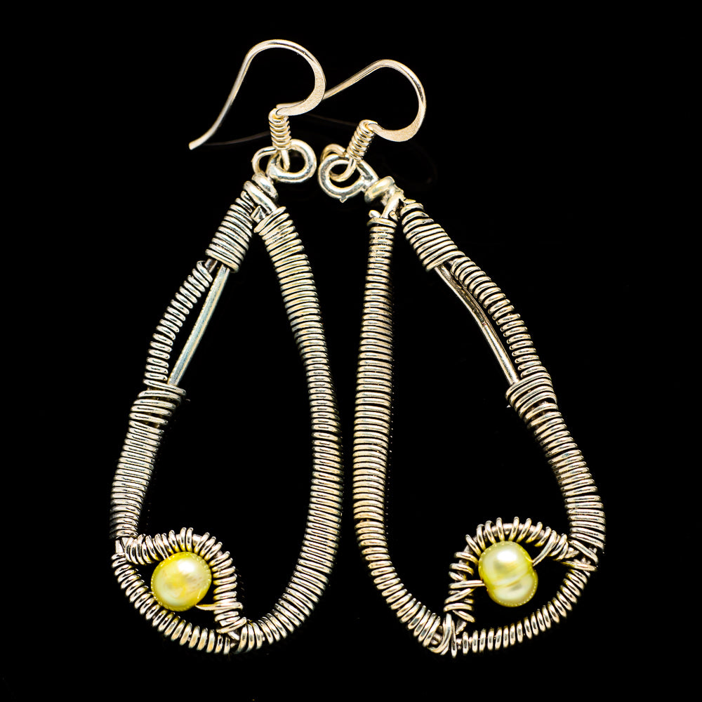 Yellow Cultured Pearl Earrings handcrafted by Anasilvercos - EARR400567