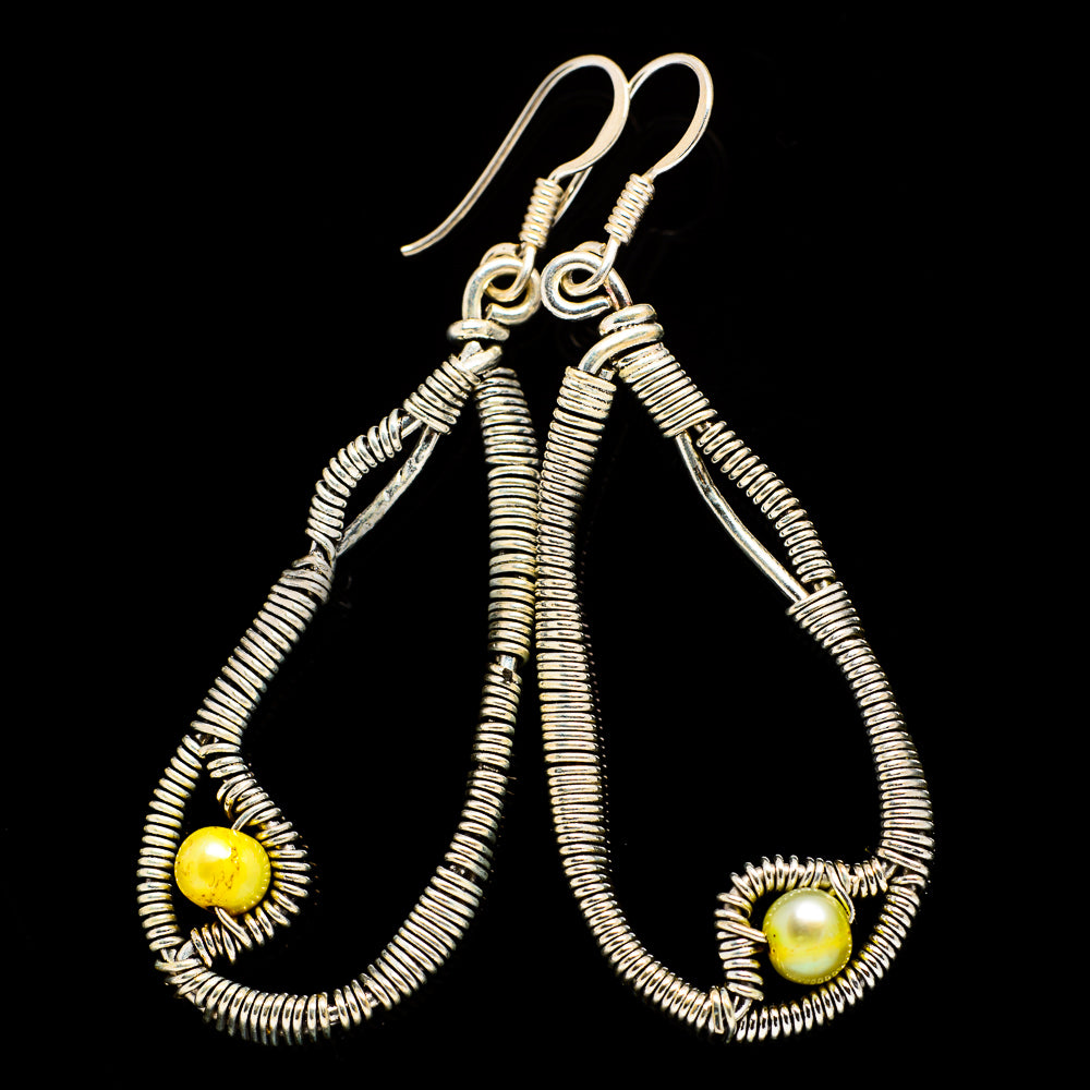 Yellow Cultured Pearl Earrings handcrafted by Anasilvercos - EARR400570