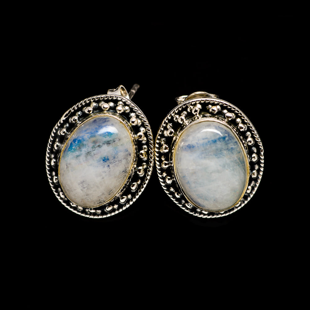 Rainbow Moonstone Earrings handcrafted by Anasilvercos - EARR402100