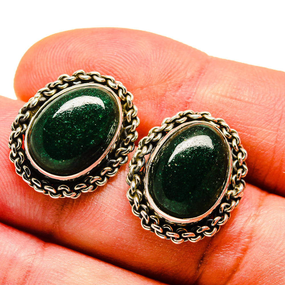 Green Aventurine Earrings handcrafted by Anasilvercos - EARR408103