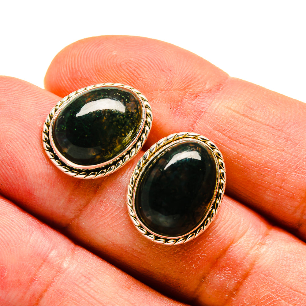Green Moss Agate Earrings handcrafted by Anasilvercos - EARR408237