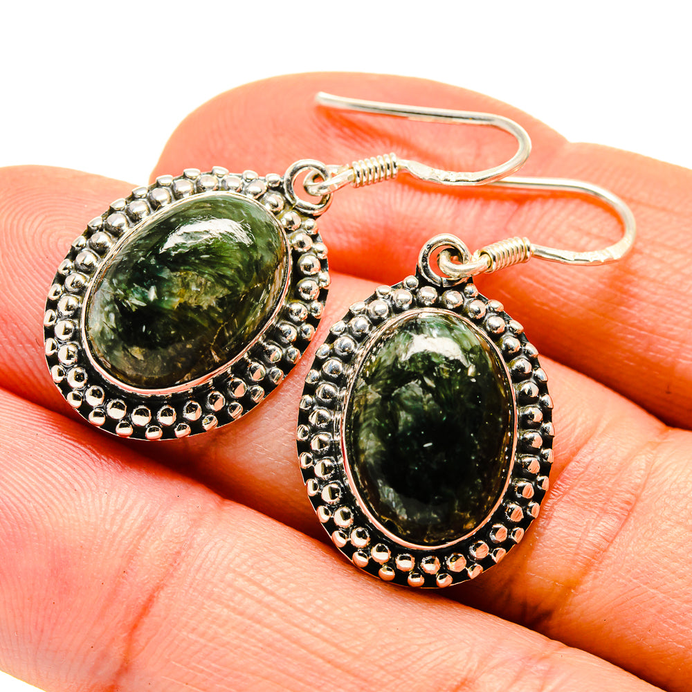 Green Moss Agate Earrings handcrafted by Anasilvercos - EARR409666