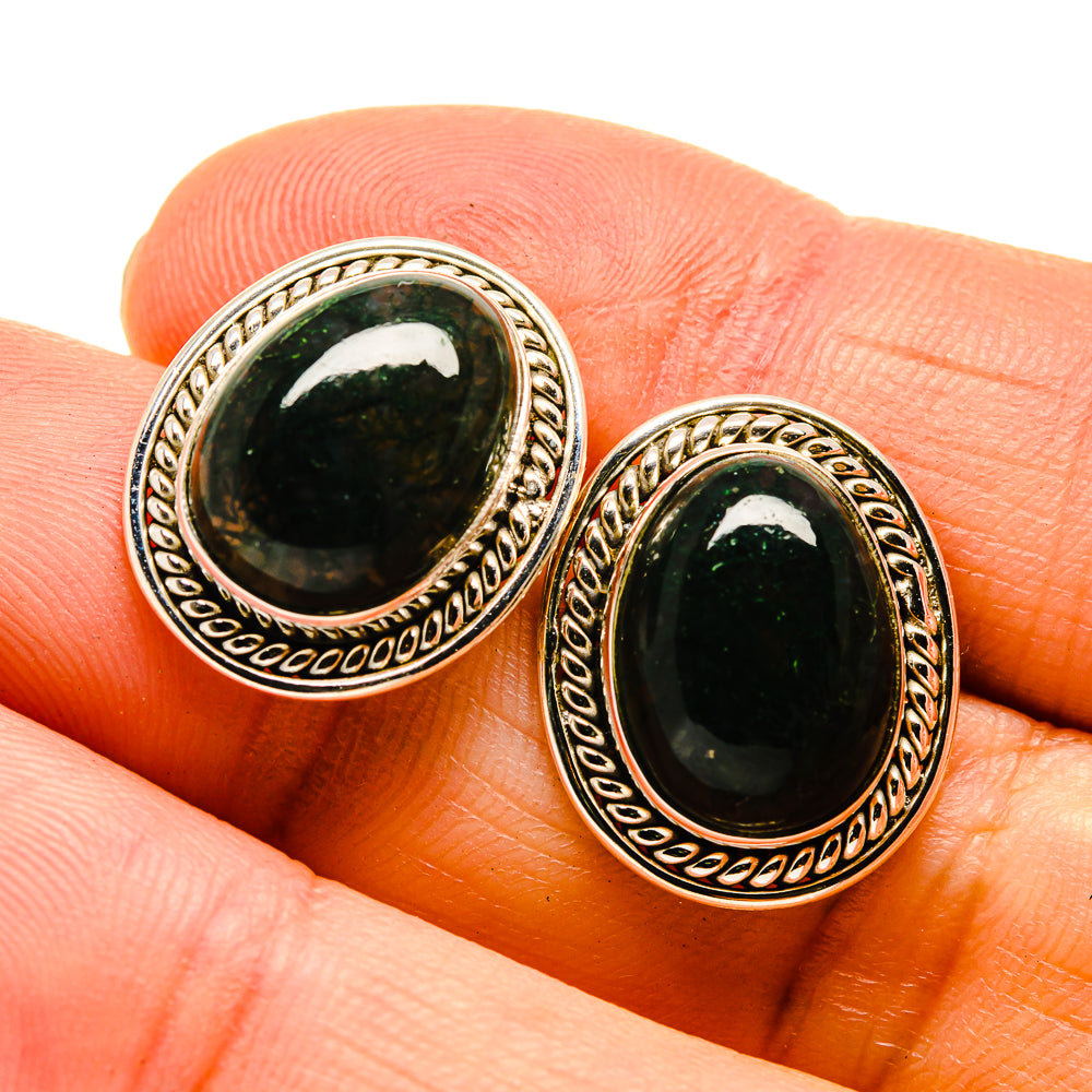 Green Moss Agate Earrings handcrafted by Anasilvercos - EARR409701