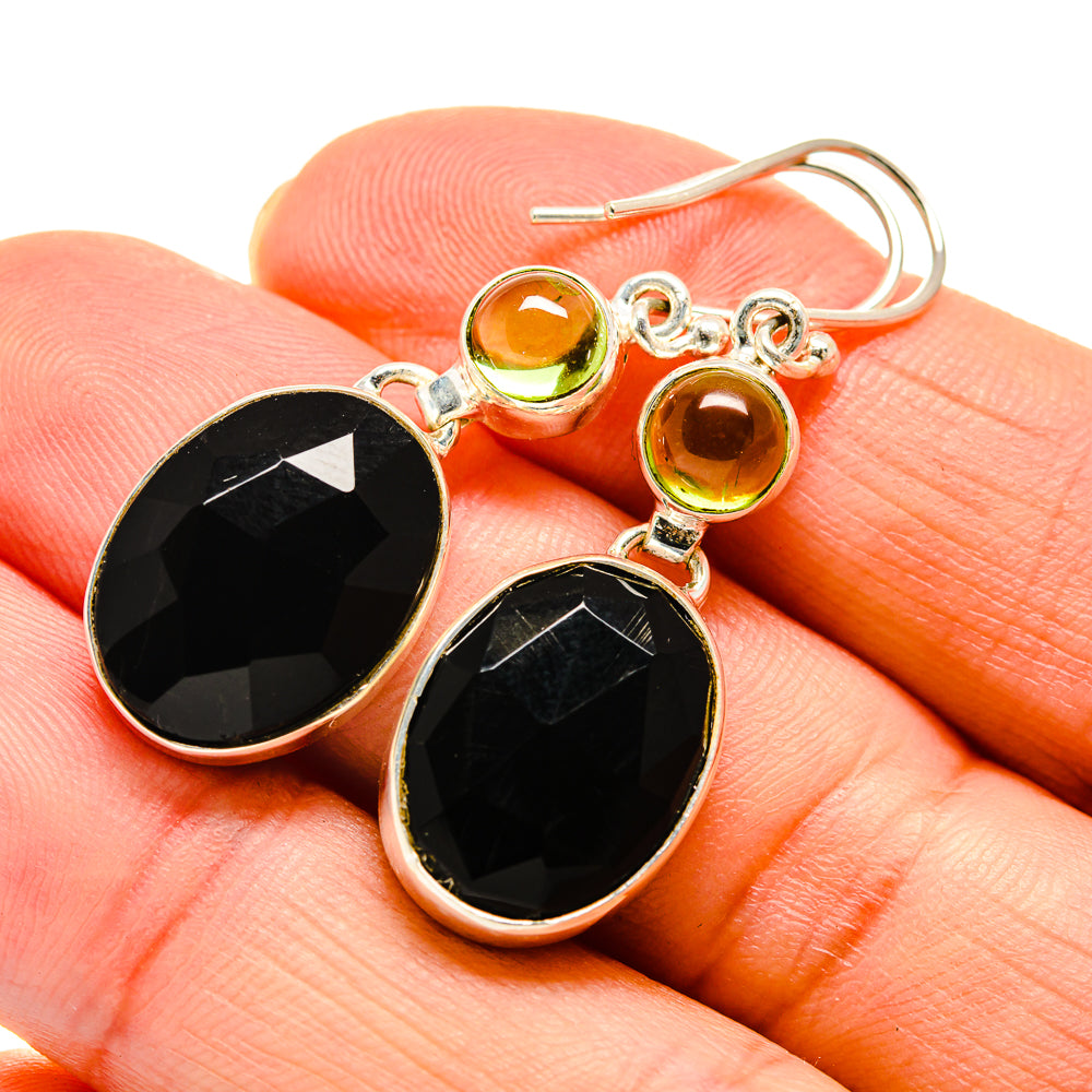 Black Onyx, Peridot Earrings handcrafted by Anasilvercos - EARR409802