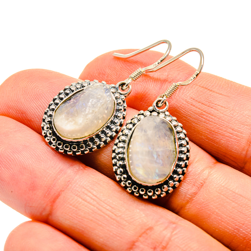 Rainbow Moonstone Earrings handcrafted by Anasilvercos - EARR409989