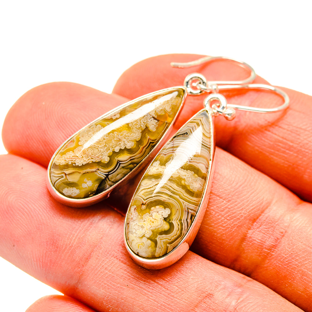 Laguna Lace Agate Earrings handcrafted by Anasilvercos - EARR410114
