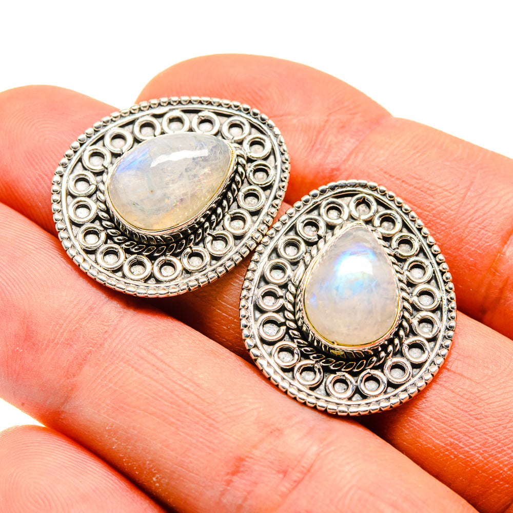 Rainbow Moonstone Earrings handcrafted by Anasilvercos - EARR410138