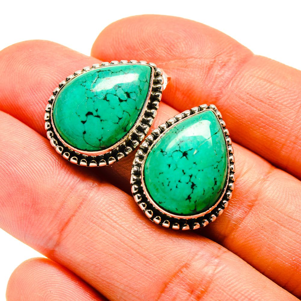 Tibetan Turquoise Earrings handcrafted by Anasilvercos - EARR410279