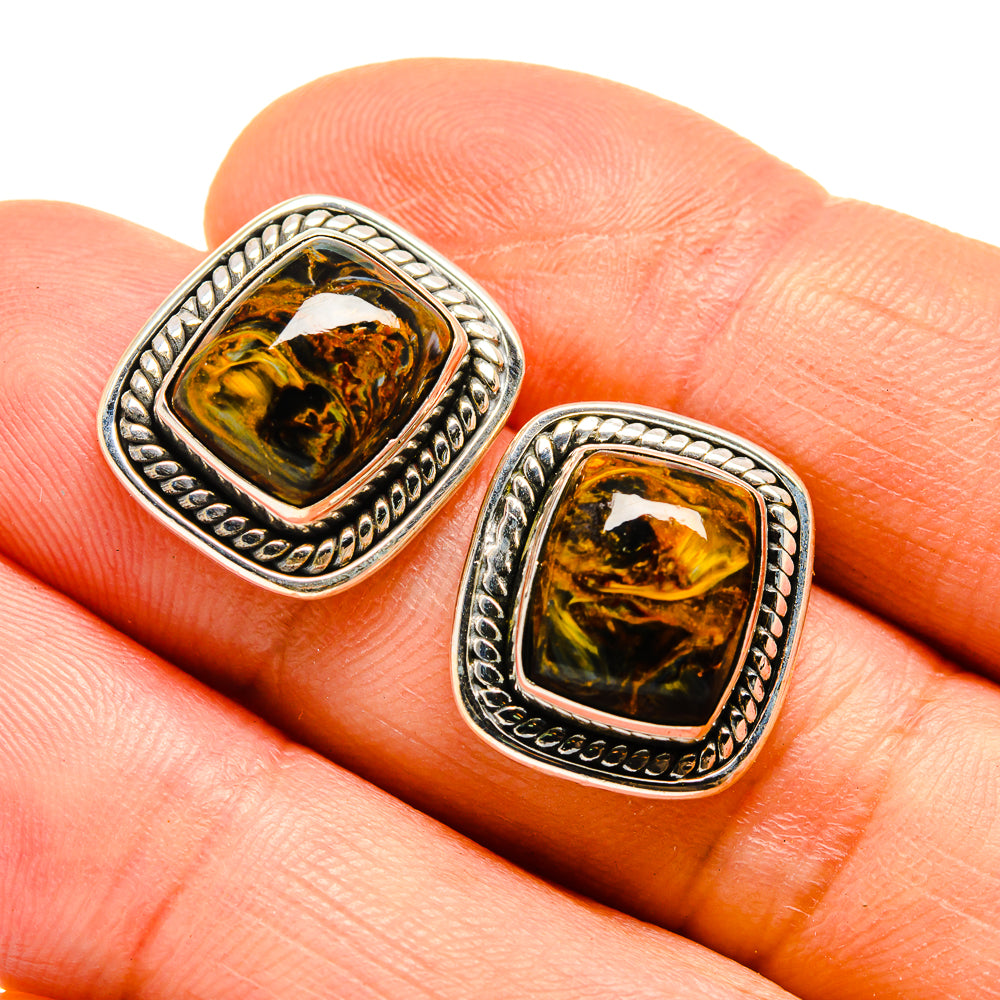 Golden Pietersite Earrings handcrafted by Anasilvercos - EARR410294