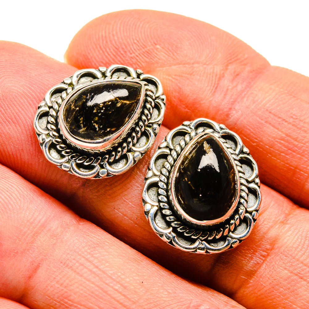 Golden Seraphinite Earrings handcrafted by Anasilvercos - EARR410346