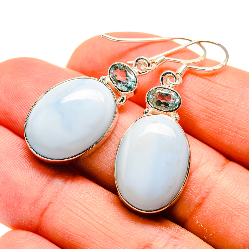 Blue Lace Agate Earrings handcrafted by Anasilvercos - EARR410509