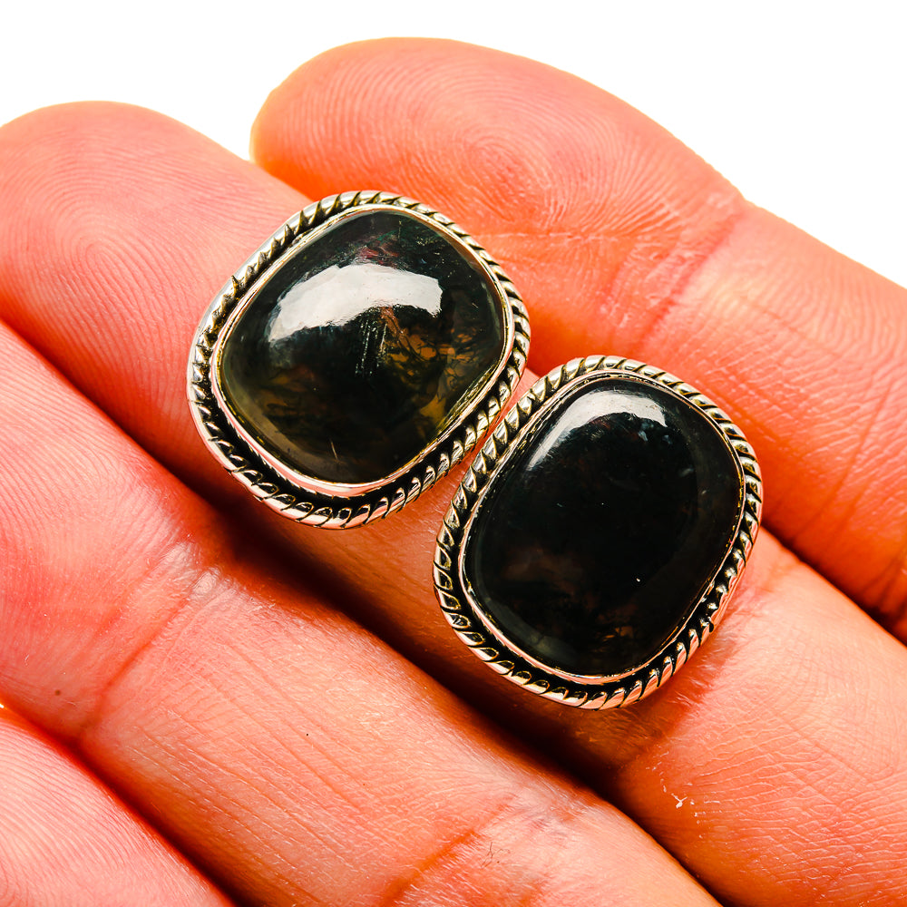 Green Moss Agate Earrings handcrafted by Anasilvercos - EARR410635