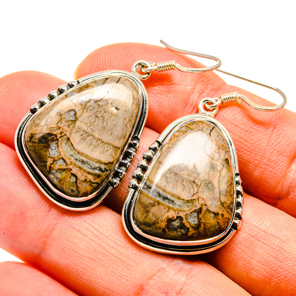 Mushroom Rhyolite Earrings handcrafted by Anasilvercos - EARR410675