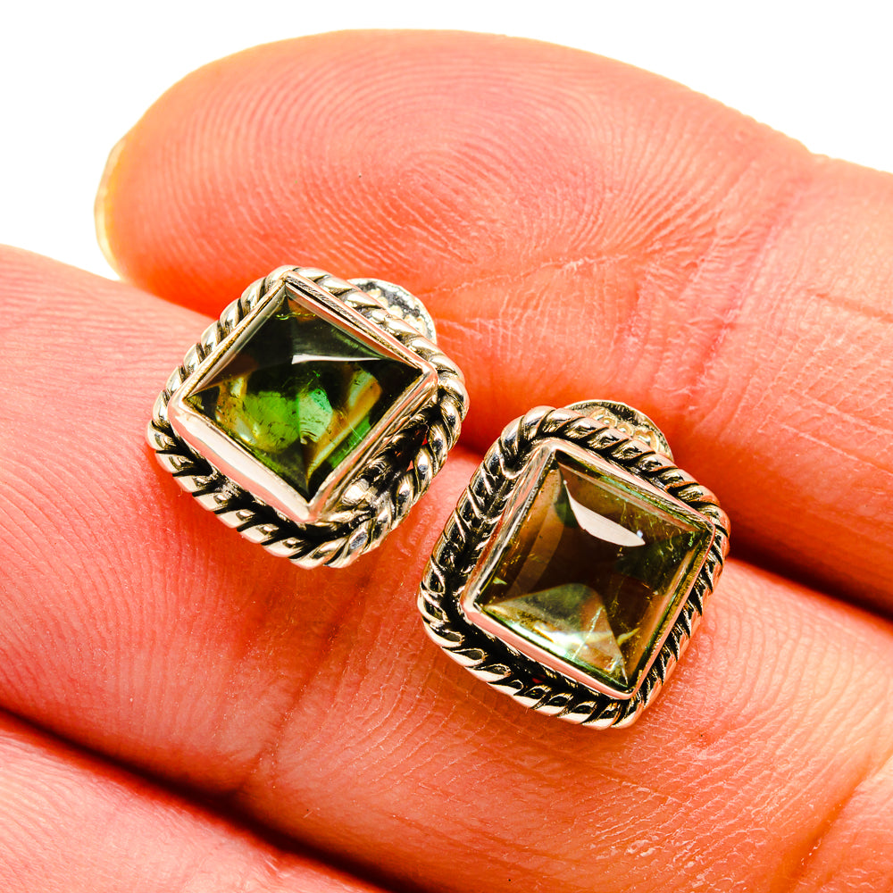 Green Tourmaline Earrings handcrafted by Anasilvercos - EARR410726