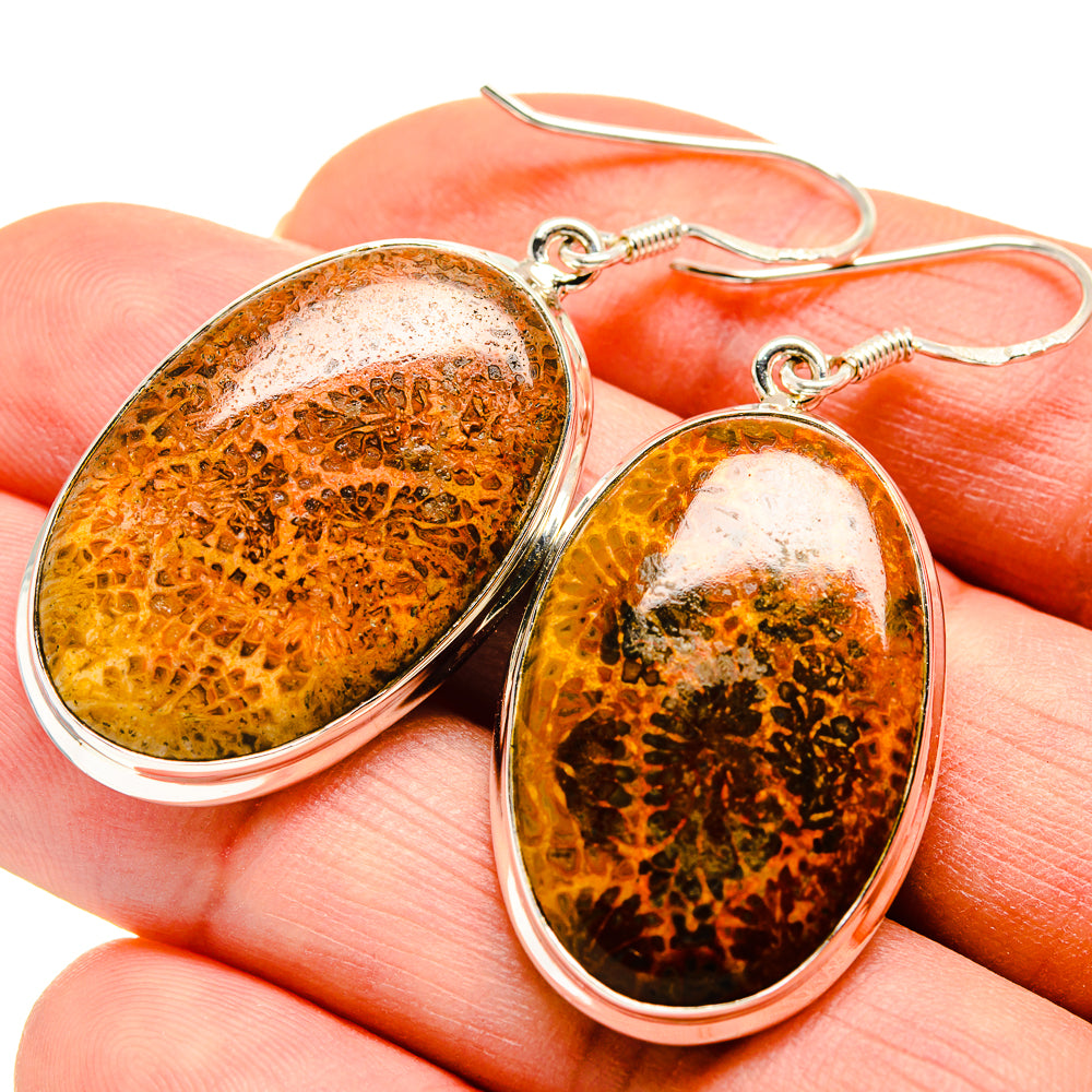 Fossil Coral Earrings handcrafted by Anasilvercos - EARR410865