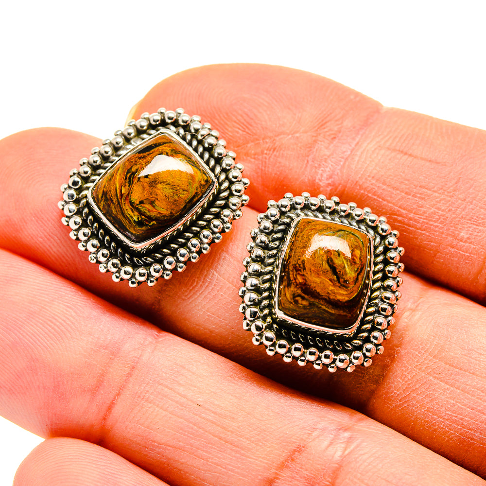 Golden Pietersite Earrings handcrafted by Anasilvercos - EARR410875