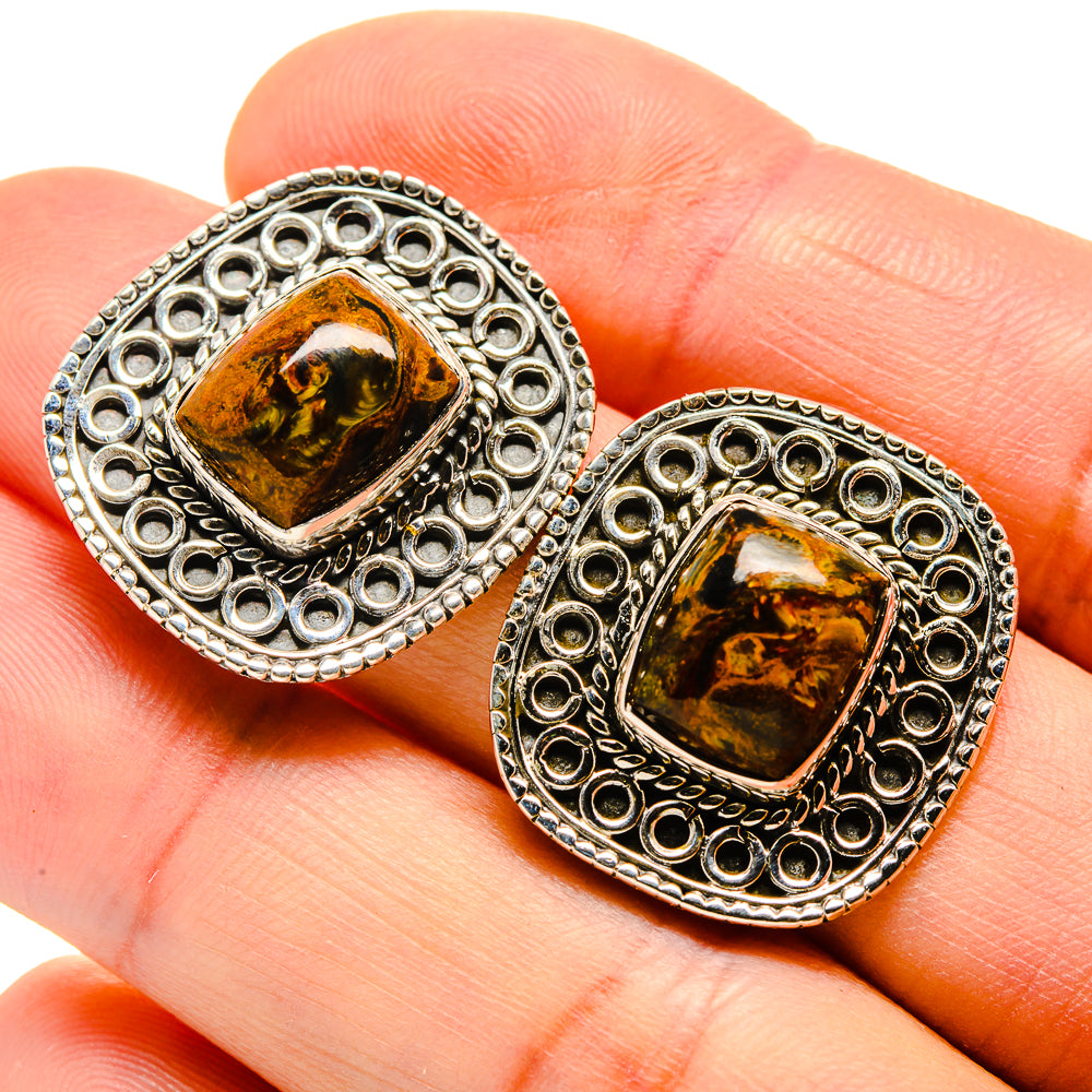 Golden Pietersite Pendants handcrafted by Anasilvercos - EARR411046