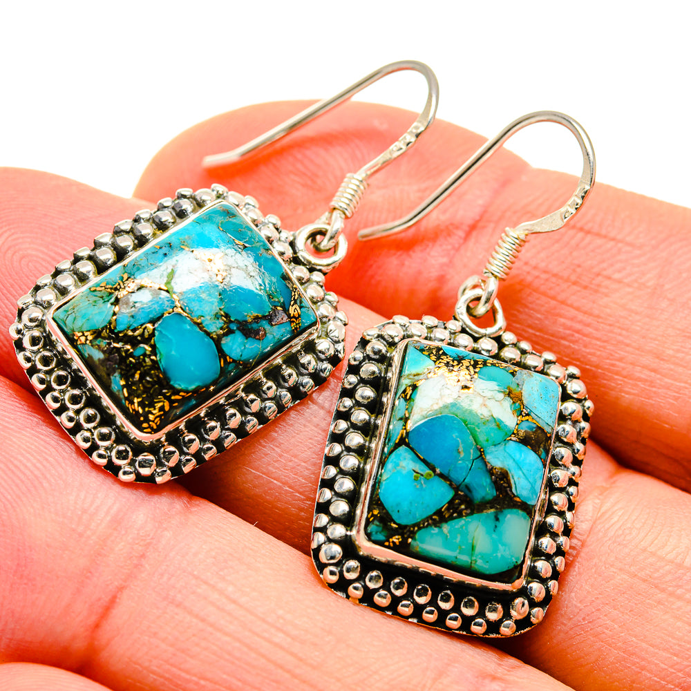 Blue Composite Copper Turquoise Earrings handcrafted by Anasilvercos - EARR411155