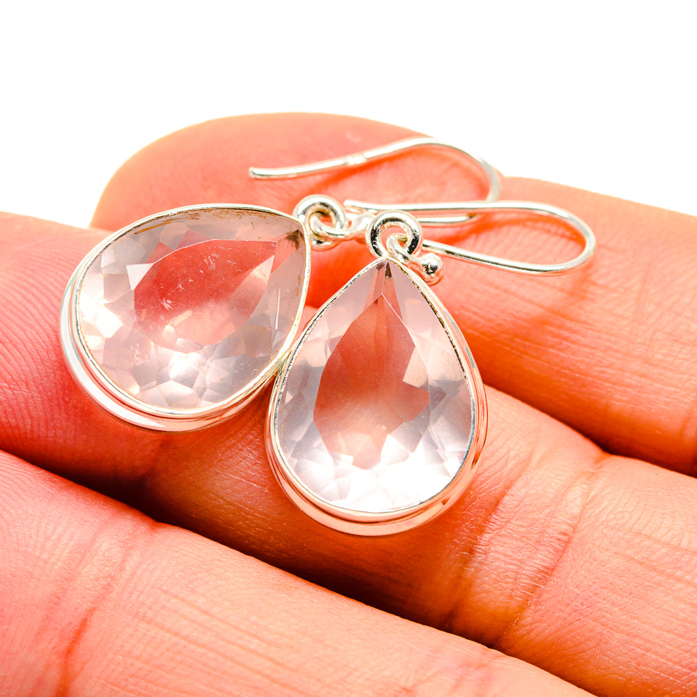 Rose Quartz Earrings handcrafted by Anasilvercos - EARR411170