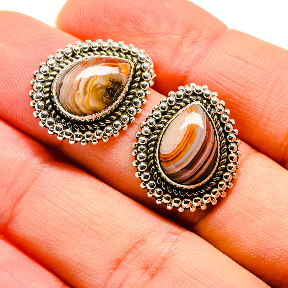 Botswana Agate Earrings handcrafted by Anasilvercos - EARR411195