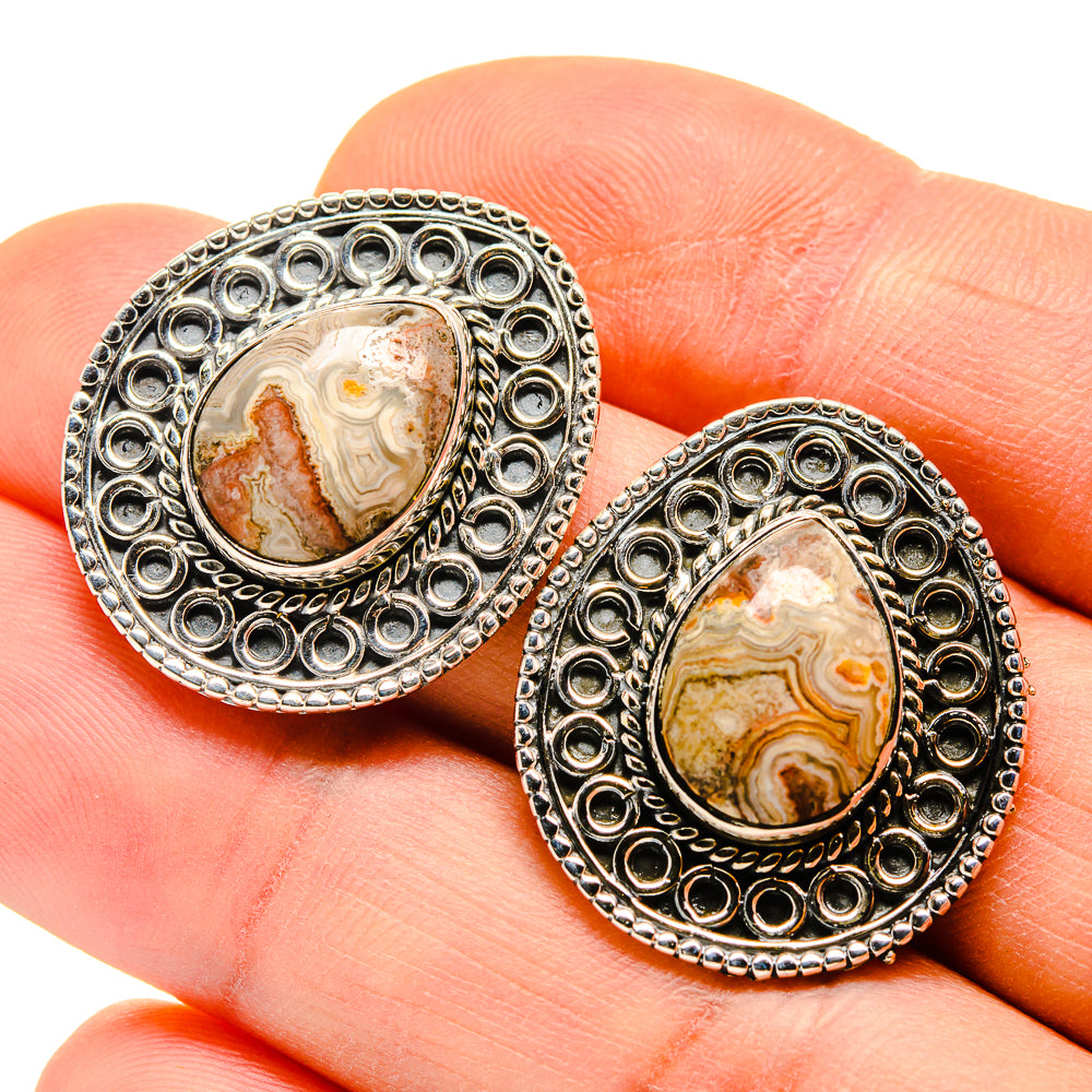 Laguna Lace Agate Earrings handcrafted by Anasilvercos - EARR411286
