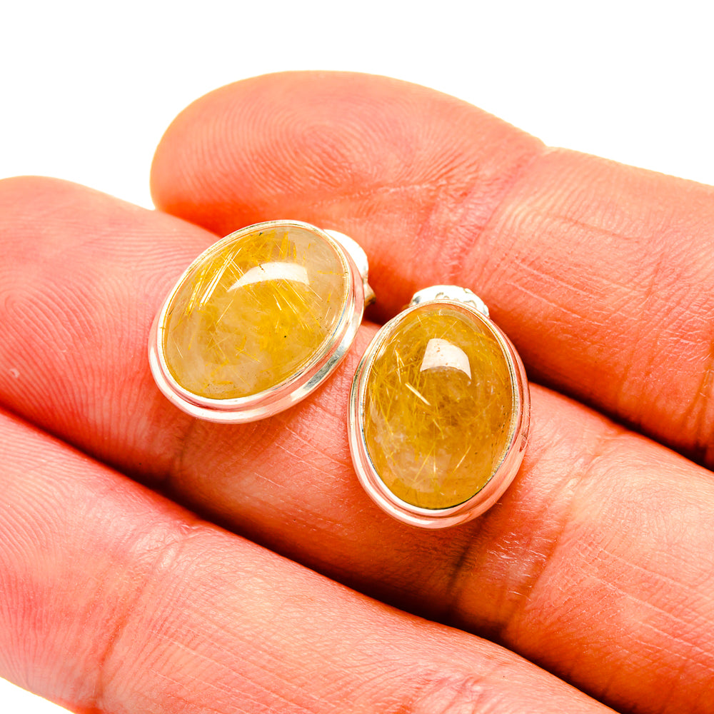 Rutilated Quartz Earrings handcrafted by Anasilvercos - EARR411381