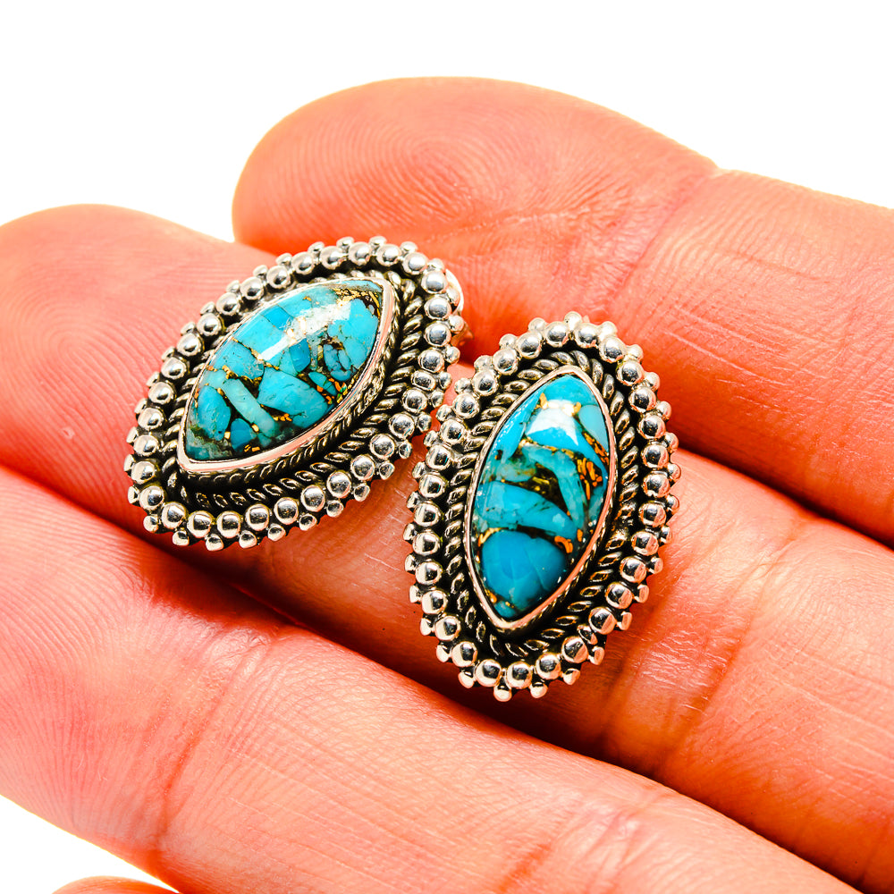 Blue Composite Copper Turquoise Earrings handcrafted by Anasilvercos - EARR411383