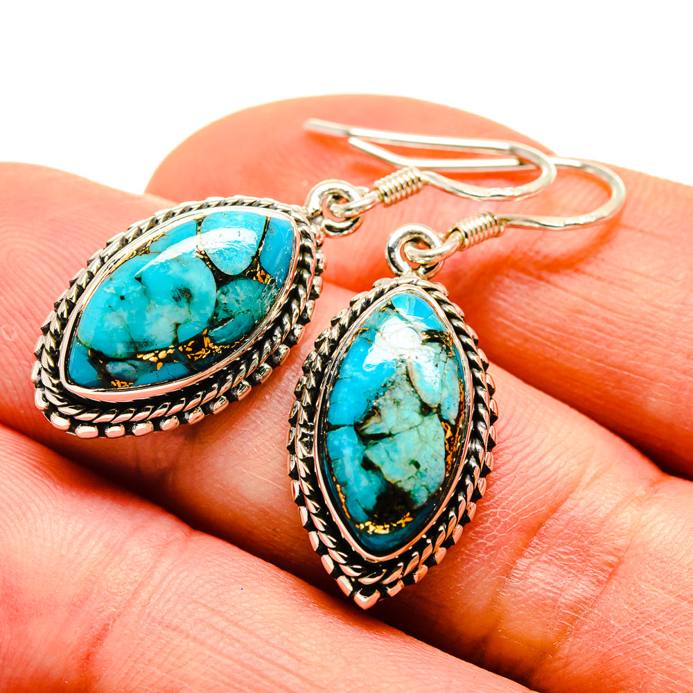 Blue Composite Copper Turquoise Earrings handcrafted by Anasilvercos - EARR411473