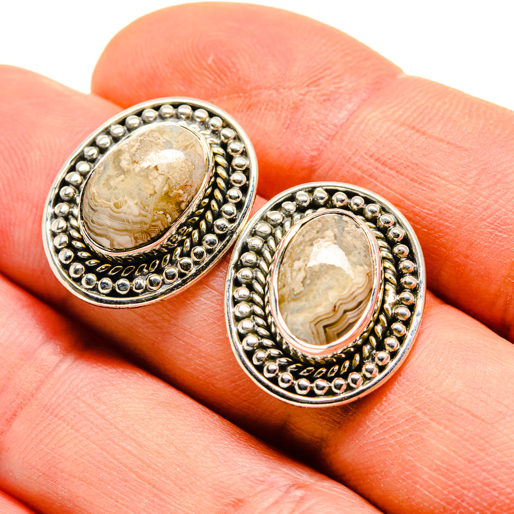 Laguna Lace Agate Earrings handcrafted by Anasilvercos - EARR411491