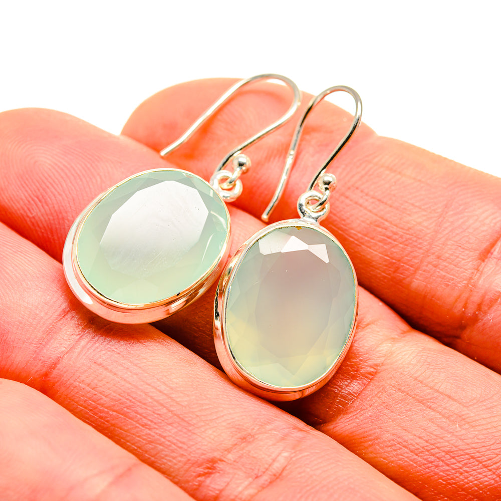 Aqua Chalcedony Earrings handcrafted by Anasilvercos - EARR411556