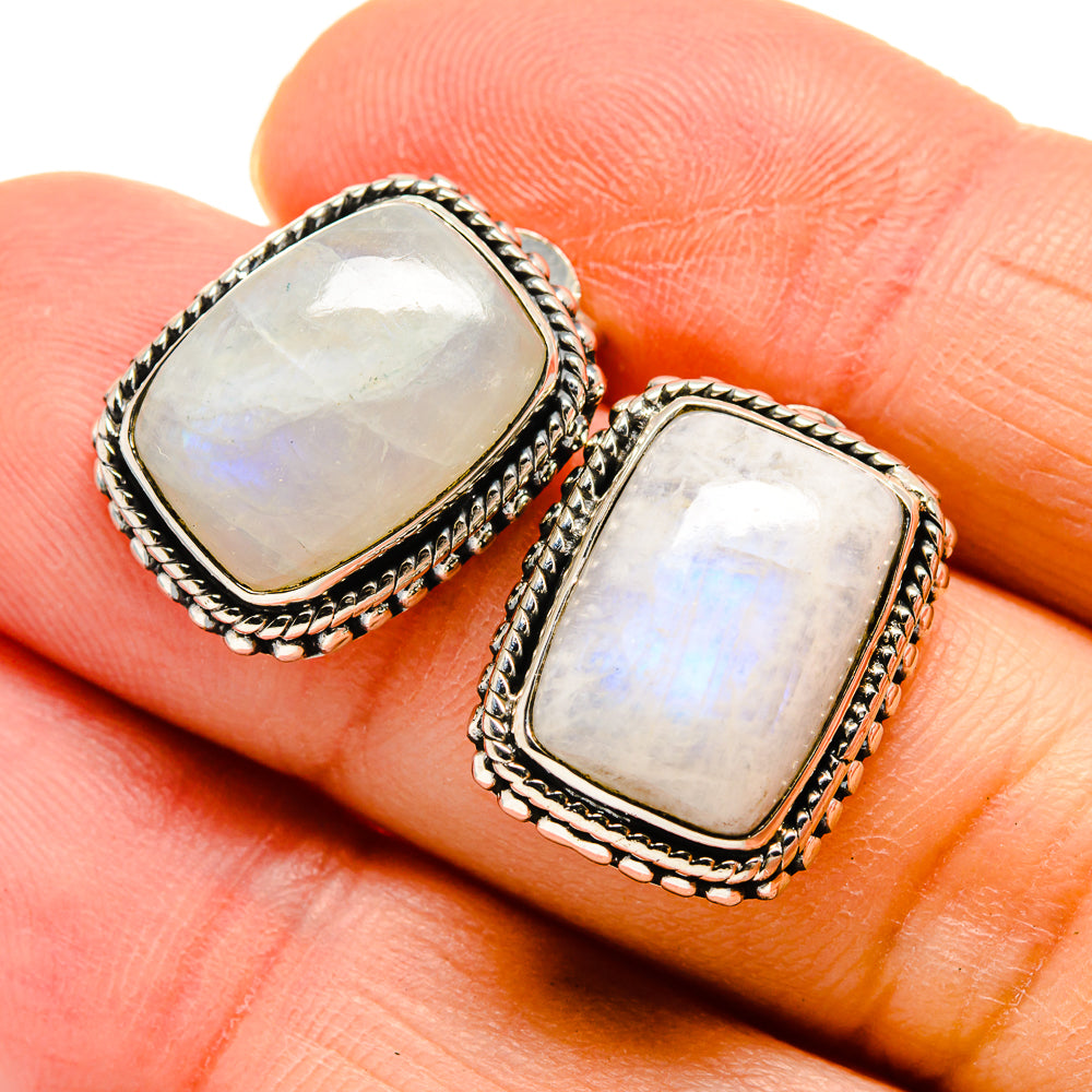 Rainbow Moonstone Earrings handcrafted by Anasilvercos - EARR411650