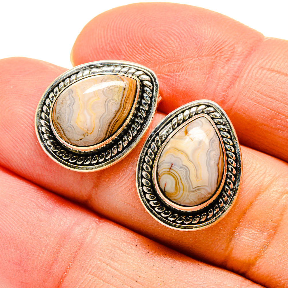 Laguna Lace Agate Earrings handcrafted by Anasilvercos - EARR411654