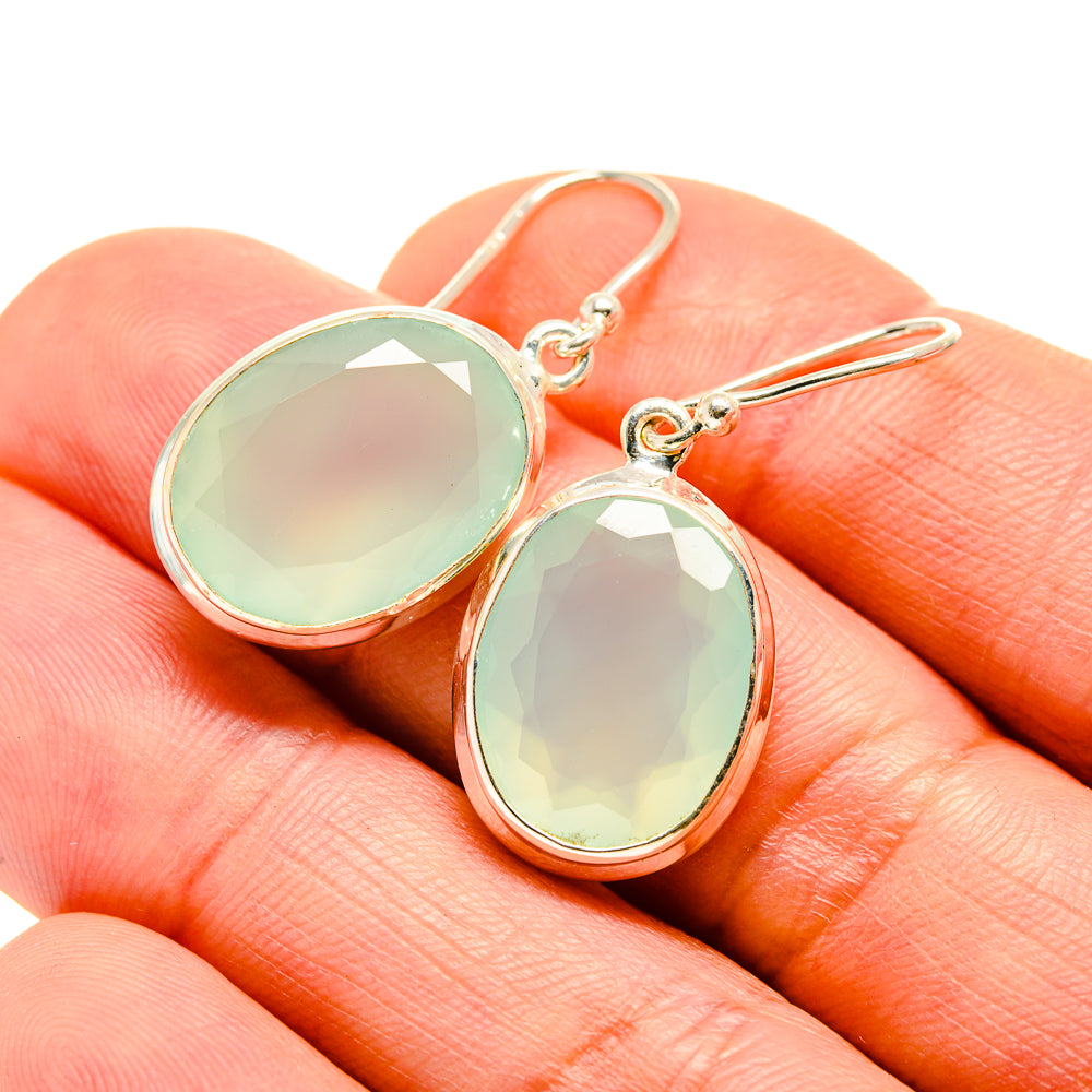 Aqua Chalcedony Earrings handcrafted by Anasilvercos - EARR411726