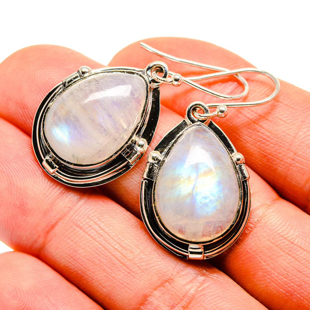Rainbow Moonstone Earrings handcrafted by Anasilvercos - EARR411751