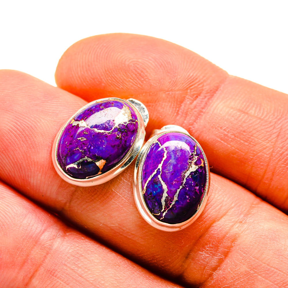 Purple Copper Composite Turquoise Earrings handcrafted by Anasilvercos - EARR411810