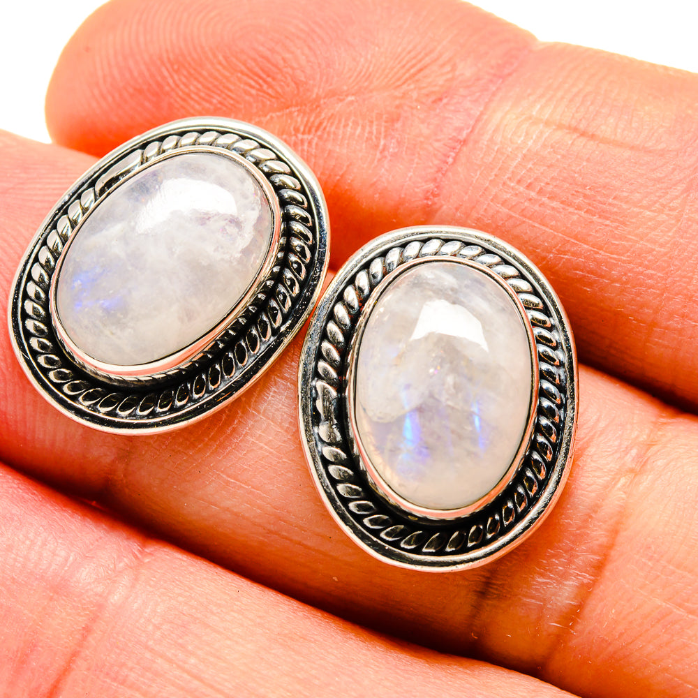 Rainbow Moonstone Earrings handcrafted by Anasilvercos - EARR411895