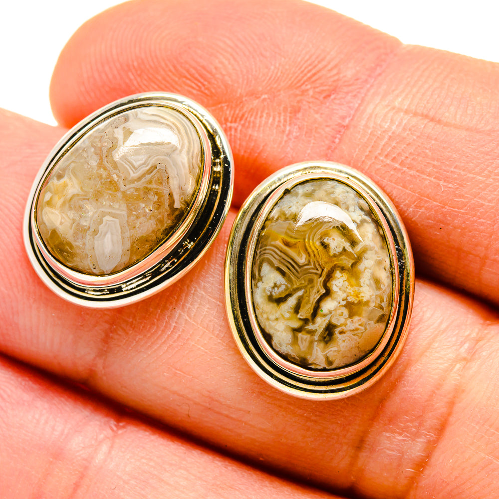 Laguna Lace Agate Earrings handcrafted by Anasilvercos - EARR411900