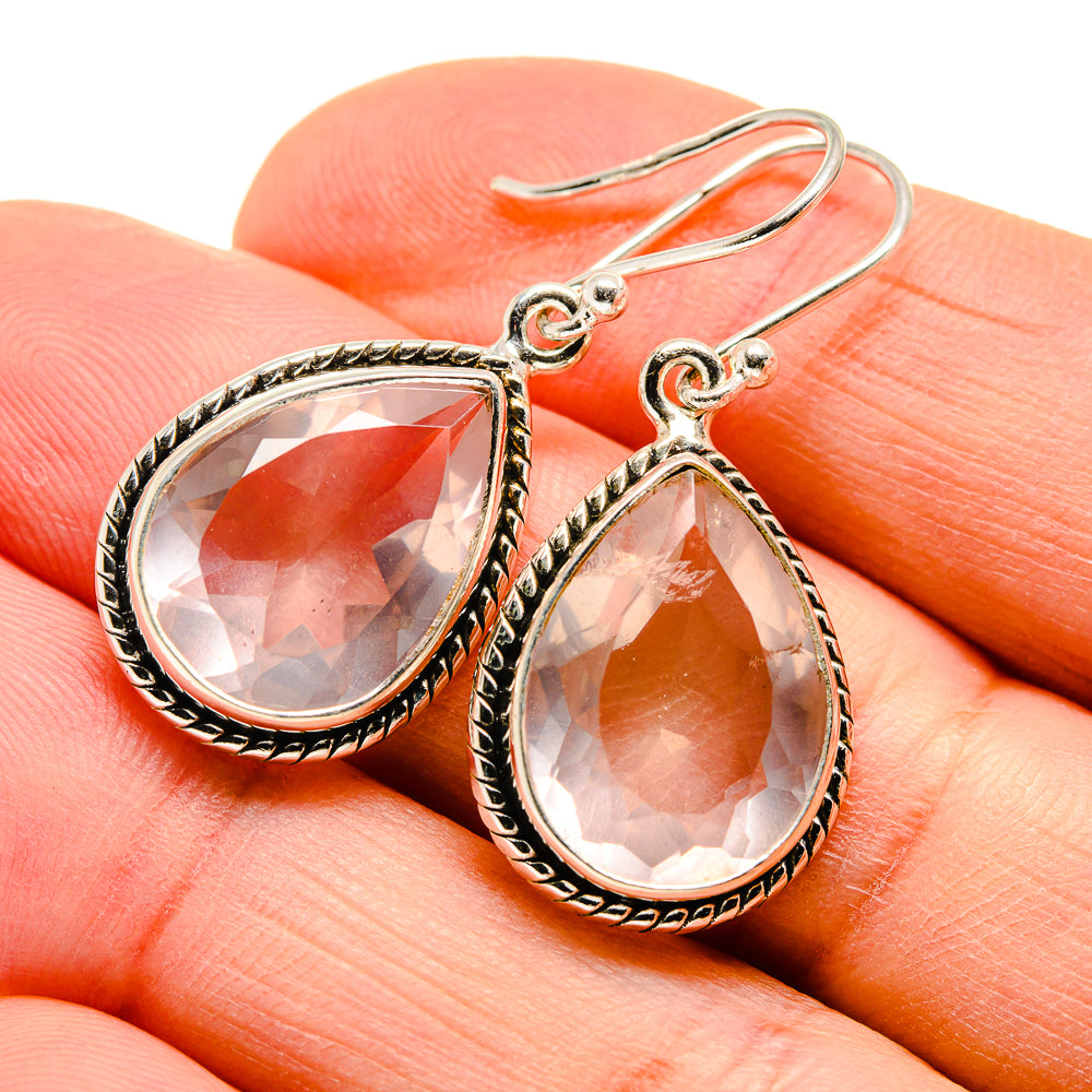 Rose Quartz Earrings handcrafted by Anasilvercos - EARR411511