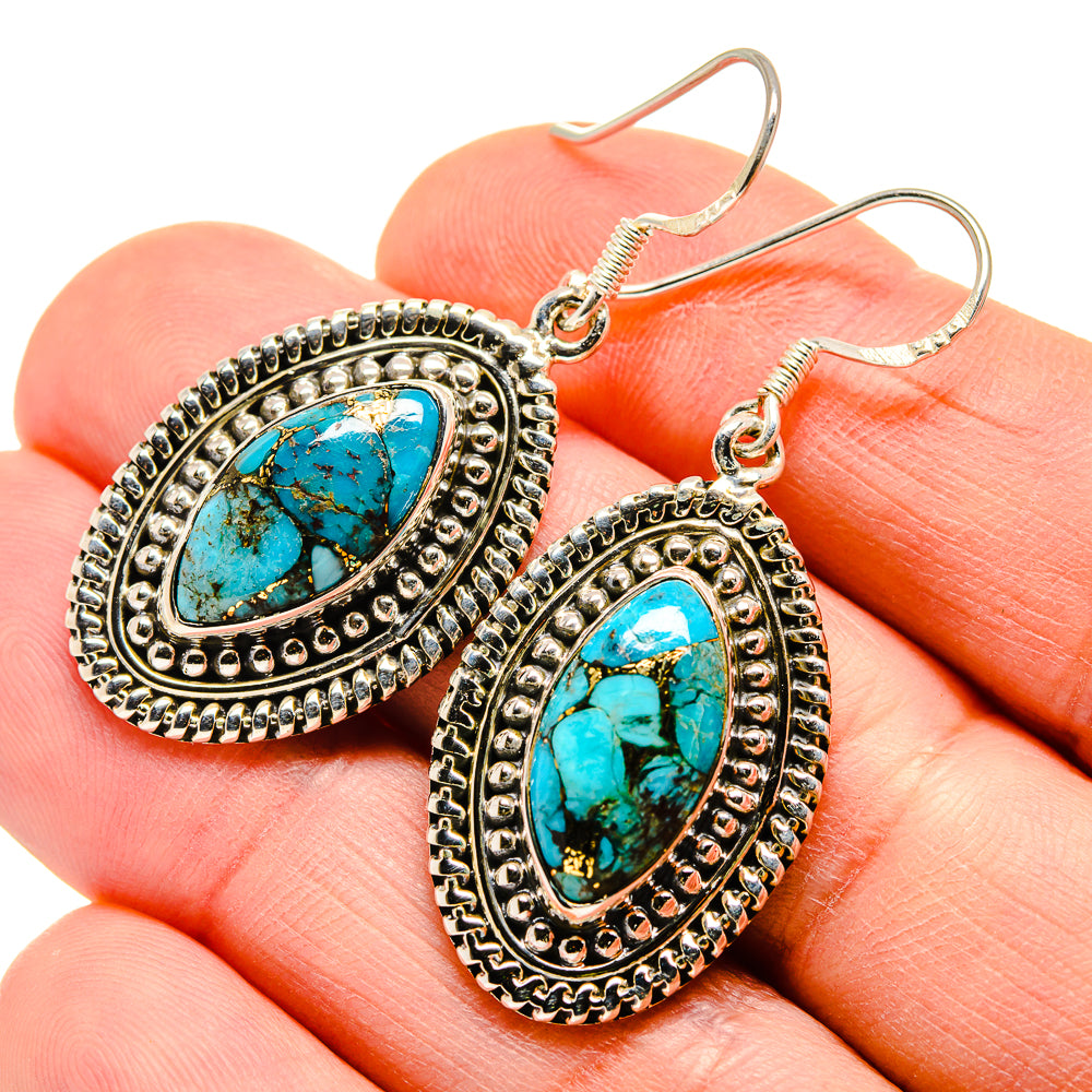 Blue Composite Copper Turquoise Earrings handcrafted by Anasilvercos - EARR411522