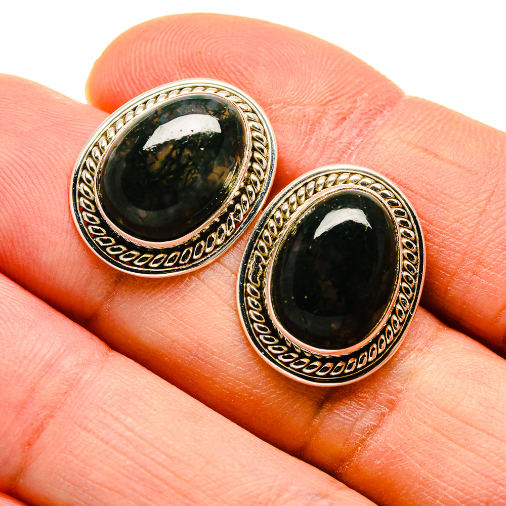 Green Moss Agate Earrings handcrafted by Anasilvercos - EARR411983