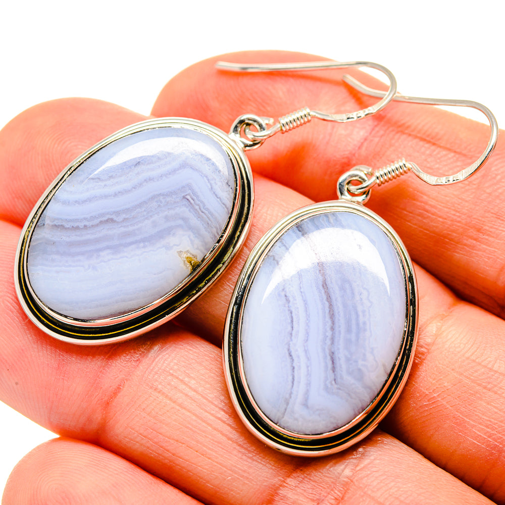 Blue Lace Agate Earrings handcrafted by Anasilvercos - EARR412025