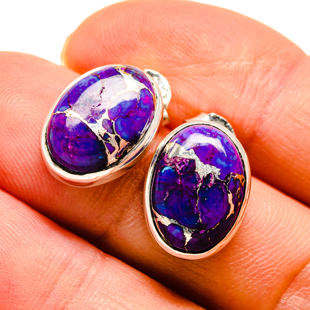 Purple Copper Composite Turquoise Earrings handcrafted by Anasilvercos - EARR412064