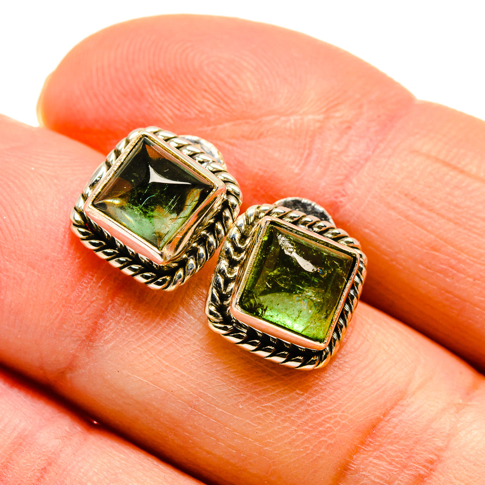 Green Tourmaline Earrings handcrafted by Anasilvercos - EARR412071